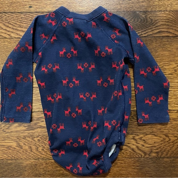 Hanna Andersson Reindeer Print Side Snap Body Suit Size 80 cm or 18-24 Months - Picture 4 of 5